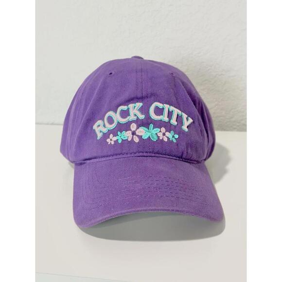 Jhats Women's Baseball Cap Rock City Flowers Purple Hook and Loop Adjustable Hat - Picture 3 of 10